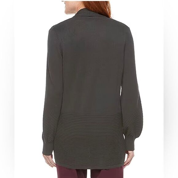 NWT XL Liz Claiborne Charcoal Gray Open Front Cardigan - Picture 3 of 4